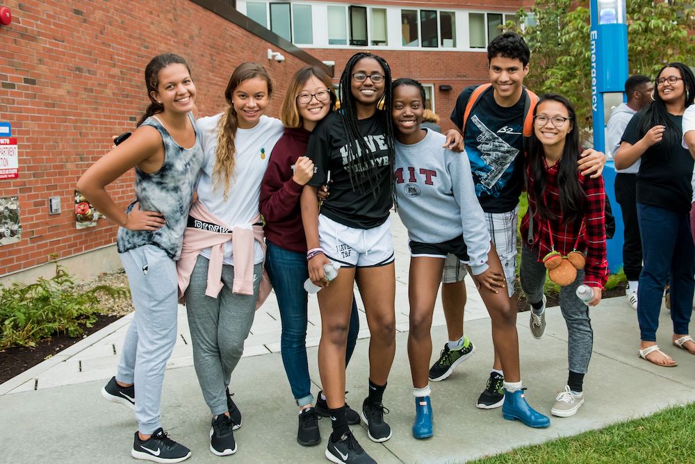 MIT students in front of New House