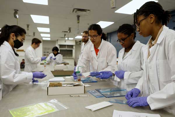 students in a lab